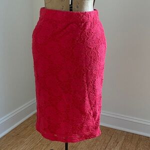 Anthropologie Elegant Red Lace Skirt